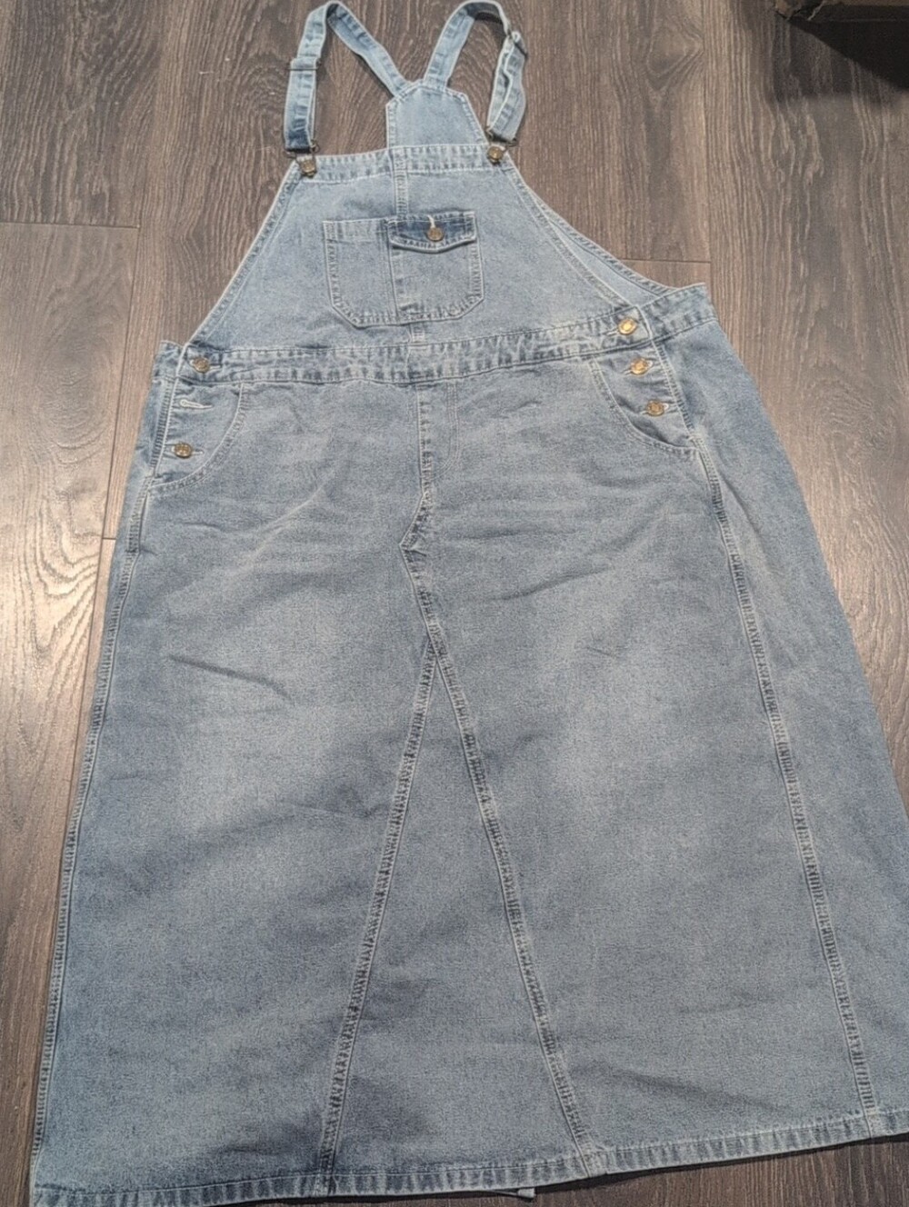 Women's Denim Overall Dress Vintage A-Line Pinafore with Adjustable Straps 2XL
